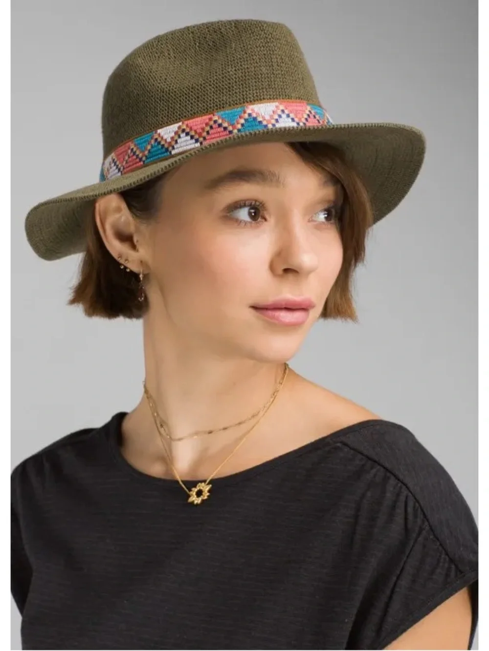 prAna Cybil Knit Fedora Hat Olive Green